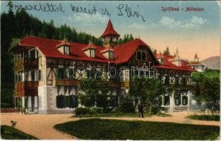 1928 Iglófüred, Bad Zipser Neudorf, Spisská Nová Ves Kupele, Novovesské Kúpele; Millenium szálloda. Wlaszlovits Gusztáv kiadása / spa, hotel