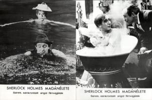 Sherlock Holmes filmekből négy+öt jelenet, összesen 9 db vintage produkciós filmfotó ezüst zselatinos fotópapíron, a használatból eredő (esetleges) kisebb hibákkal, 18x24 cm