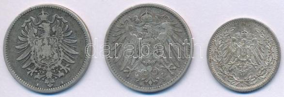 Német Birodalom 1874A 1M + 1902A 1M + 1914A 1/2M Ag T:AU-VF patina German Empire 1874A 1 Mark Ag + 1...