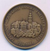 1984. &quot;Szécsény mezővárosi rangra emelése emlékére 1334-1984 / Károly Róbert&quot; kétoldalas bronz emlékérem (42,5mm) T:AU