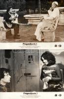 cca 1987 ,,Fogadjunk" című olasz filmvígjáték jelenetei és szereplői, 6 db vintage produkciós filmfotó ezüst zselatinos fotópapíron, a használatból eredő hibákkal, barna foltok a képeken, 18x24 cm