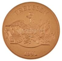 Németország 1991. "Preussen 1991 / Gross Friedrichsburg" aranyozott Cu-Ni emlékérem kapszu...