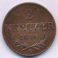 Ausztria 1848A 2kr Cu T:AU patina  Austria 1848A 2 Kreuzer Cu C:AU patina Krause KM#2188