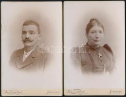 cca 1900 Szeged, Keglovich Emil fényképész műtermében készült, 2 db keményhátú, vintage fotó (vélhetően házaspár, ugyanakkor és ugyanonnan került elő), 16,5x10,5 cm