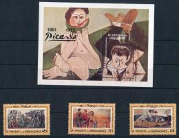 1993 Picasso, festmények sor + blokk Mi 2460-2462 + Mi 286