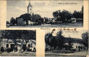 1931 Galgahévíz, Fő tér, Hősök szobra, Homoky-féle ház, Hangya szövetkezet üzlete (EK)