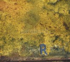 R jelzéssel, XX. sz. vége: Holdbéli táj. Vegyes technika, farost. 40x40 cm. Fakeretben