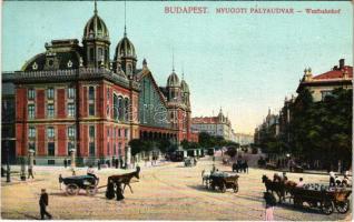 1910 Budapest VI. Nyugati pályaudvar, vasútállomás, villamos (EB)