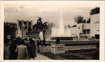 1941 Budapest, Nemzetközi Vásár, Harmatvíz, Kristályvíz, horogkeresztes zászlók, swastika + So. Stpl.