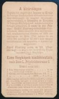cca 1880 Ferencz József Kobiersky Károly lovag festménye után készült fénnyomat, hátoldalán reklám s...