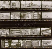 1982 Villamoskocsik és berendezéseik, 35 db vintage NEGATÍV, eredeti felirat a negatívtartóban belül...