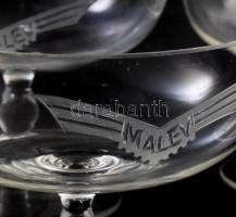 MALÉV 4 darab csiszolt mintás pezsgős pohár. Minimális pattogzással, d: 11 cm, m: 9 cm