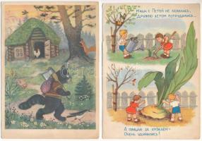 2 db MODERN szovjet mesés képeslap / 2 modern Soviet cartoon postcards