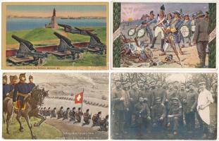 9 db RÉGI katonai képeslap vegyes minőségben: francia, német, svájci, amerikai / 9 pre-1945 military postcards in mixed quality: French, German, Swiss, American