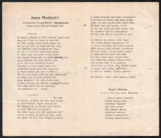 1924 Madách Imre születésének 100 évfordulós ünnepségének eszperantó nyelvű nyomtatványa rajta Himnu...