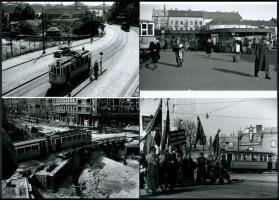 cca 1930 és 1980 közötti felvételek budapesti villamosokról, vegyes összeállítás különféle hagyatékokból és gyűjteményekből, 13 db modern nagyítás, 15x21 cm és 10x15 cm között