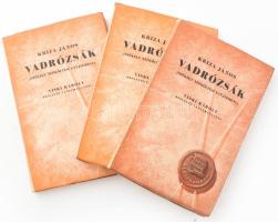 Kriza János: Vadrózsák. Székely népköltési gyűjtemény. I-III. köt. Viski Károly bevezető tanulmányával. Bp., 1943, Bibliotheca, XX+195+(1) p.; 175+(1) p.; 208 p. Kiadói papírkötés, helyenként kissé sérült.