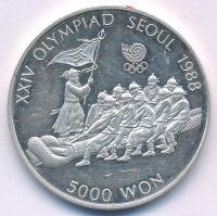 Dél-Korea 1986. 5000W Ag "1988 Olimpia - Kötélhúzás" T:AU,XF (eredetileg PP) South Korea 1986. 5000 Won Ag "1988 Olympics - Tug of war" C:AU,XF (originally PP)