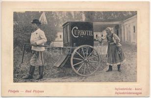 1911 Pöstyén, Pistyan, Piestany; Infanteristák, Fürdőkocsi / Curhotel Infanterist / spa carriage, folklore