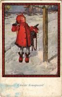 1923 Üdvözlet a Krampusztól! / Child in Krampus costume (Rb)