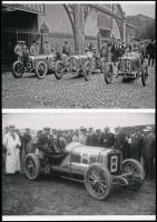 cca 1922 Automobilok versenye, 2 db modern nagyítás a néhai Auto és Motorújság (1922-1938) című lap archívumából, jelzés nélkül, 15x21 cm