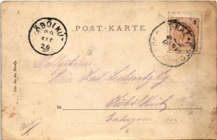 1899 (Vorläufer) Laßnitzhöhe, Gruss aus der Sommerfrische Lassnitz a. d. Staatsbahn. Art Nouveau, fl...