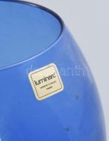 Luminarc francia kék üvegváza, címkével jelölt, hibátlan, m: 17,5 cm