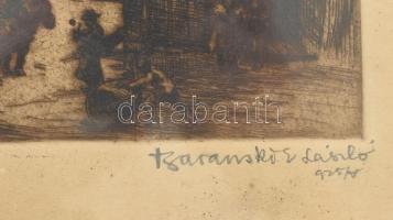 Baranski Emil László (1877-1941): Lánchíd, Budapest. Rézkarc, papír, jelzett. Hátoldalán Árverési Cs...