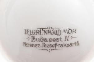 Ifj. Grünwald Mór 4 darabos kávéházi porcelán szervírozó szett, jelzett, kopással, m: 5-11 cm