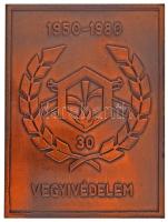 1980. &quot;Vegyvédelem 1950-1980 - 30&quot; egyoldalas bronz emlékplakett, dísztokban (132x101mm) T:AU