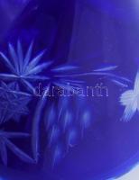 Királykék pácolású kristályüveg italos üveg, jelzés nélkül, hibátlan, m: 33 cm