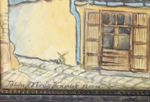 Moldoványiné Aczél jelzéssel: Tabán, Virág Benedek ucca. Akvarell, papír, üvegezett fakeretben, 30×2...