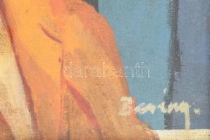 Berény jelzéssel: Női portré. Olaj, karton. Dekoratív, üvegezett, sérült fakeretben, 30×20 cm