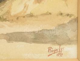 Rieger Győző (1869-1944): Napfényes táj. Akvarell, papír, jelzett. Üvegezett fakeretben, 25×18 cm