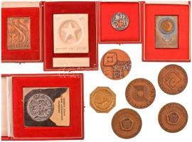 Vegyes 11db-os szocialista plakett, emlékérem tétel, mind eredeti tokban T:vegyes