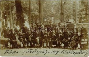 1907 Pöstyén, Pistyan, Piestany; zenekar, zenepavilon / orchestra, music pavilion, photo (EK)