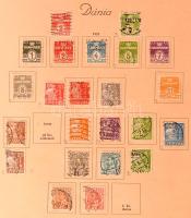 Vegyes régi külföldi bélyegek, gyűjteménymaradvány Turul albumban (Csehszlovákia, Dánia, Finnország,...