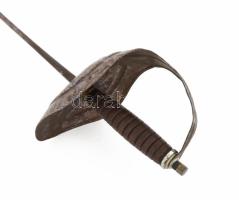 Klasszikus magyar vívókard, acél pengével, esztergált fa markolattal, jelzett a pengén (S2000) és a ...