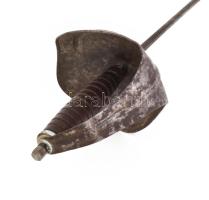 Klasszikus magyar vívókard, acél pengével, esztergált fa markolattal, jelzett a pengén (S2000) és a ...