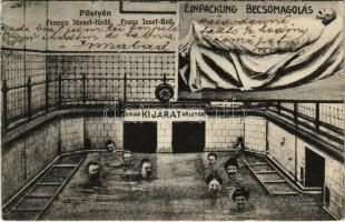 1914 Pöstyén, Pistyan, Piestany; Ferencz József fürdő, becsomagolás, belső. Lampl Gyula kiadása / Franz Josef Bad, einpackung/ spa, bathhouse, interior