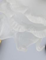 cca 1930 Antik éjjeli lámpa, puttós díszítéssel, savmaratott design üvegbúrával, új szerelékkel, m: ...