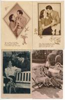 6 db RÉGI zsáner képeslap vegyes minőségben: szerelmes párok, hölgyek / 6 pre-1945 romantic postcards in mixed quality: couples in love, ladies