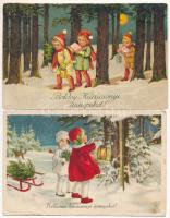 2 db RÉGI karácsonyi üdvözlő képeslap vegyes minőségben / 2 pre-1945 Christmas greeting postcards in mixed quality