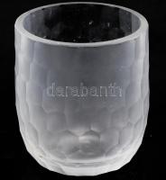 Lalique jelzéssel savmaratott üvegváza, kopással, m: 13,5 cm