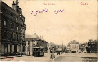 Calais, Place Richelieu / square, tram (fl)