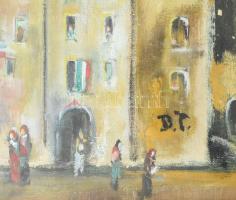 Olvashatatlan jelzéssel: Nemzeti ünnep. Olaj, vászon. Kissé sérült. Üvegezett, kissé sérült fakeretb...