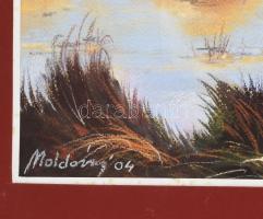 Moldovany (?) jelzéssel: Erdei táj. Pasztell, papír. Dekoratív fakeretben, 49×34 cm