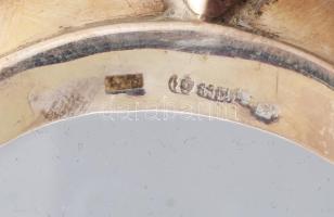 Art deco ezüst (Ag) kínáló, üveg talplappal, monogramozott, jelzett, nettó: 271 g, 31x15x8,5 g