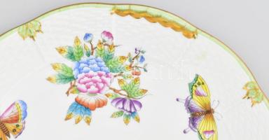 Herendi Viktória mintás lapos tányér szett, 6 db, jelzett, hibátlan, d: 25,5 cm