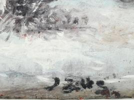 Olvashatatlan jelzéssel: Téli táj. Olaj, karton. Kissé sérült. 21,5×27,5 cm